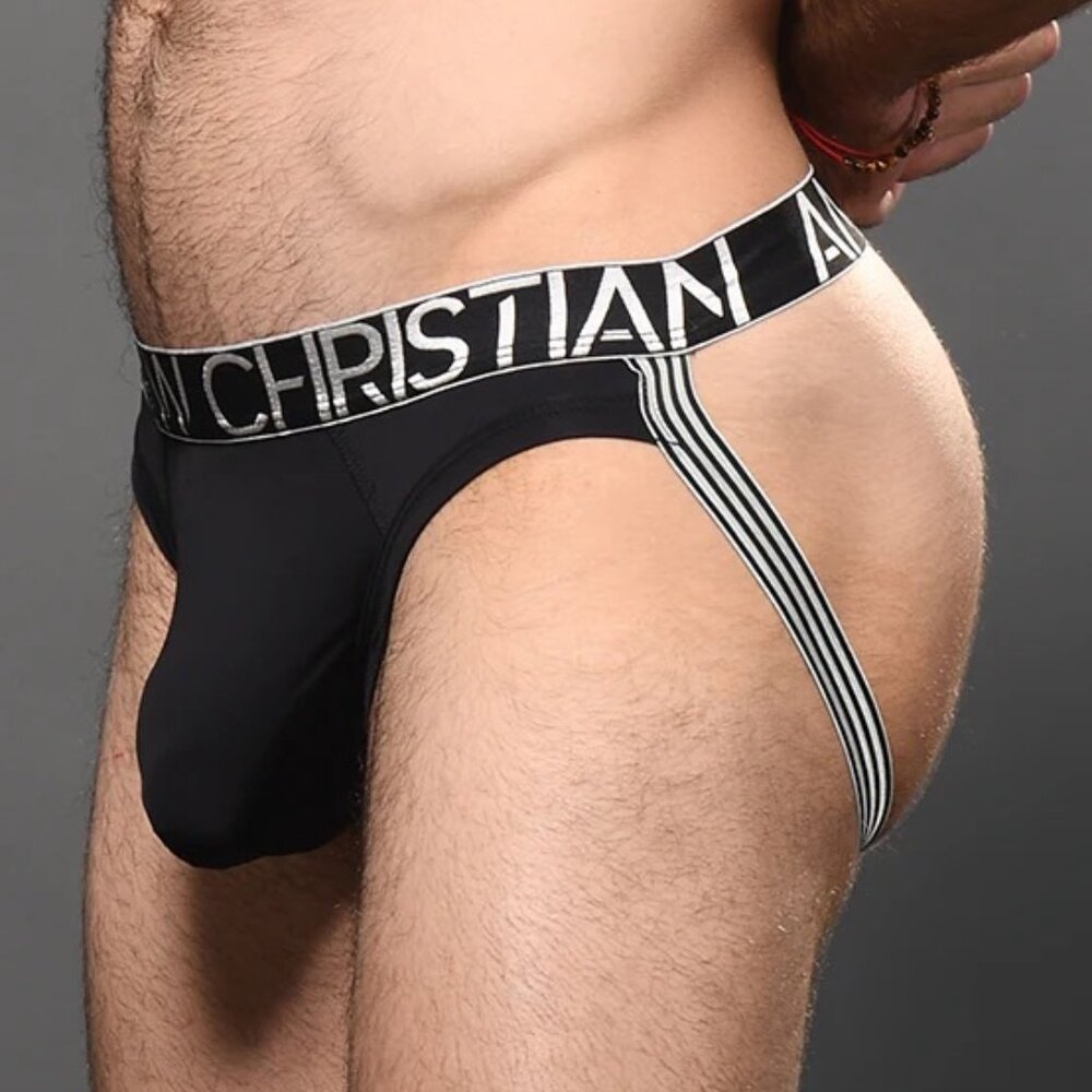 Andrew Christian Almost Naked Moisture Control Jock - Black Size Large